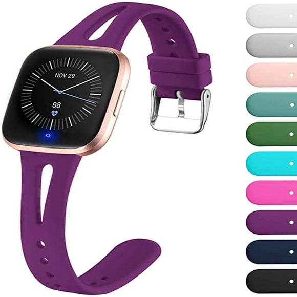 Waterproof watch band smart watch wristband silicone replacement for Fitbit Versa2/versa Lite/versa dark purple Small,Dark Purple