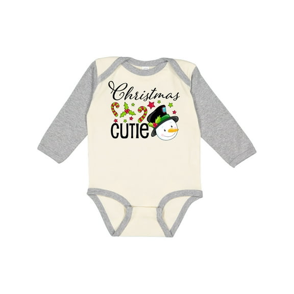 Inktastic Christmas Cutie snowman Boys or Girls Long Sleeve Baby Bodysuit