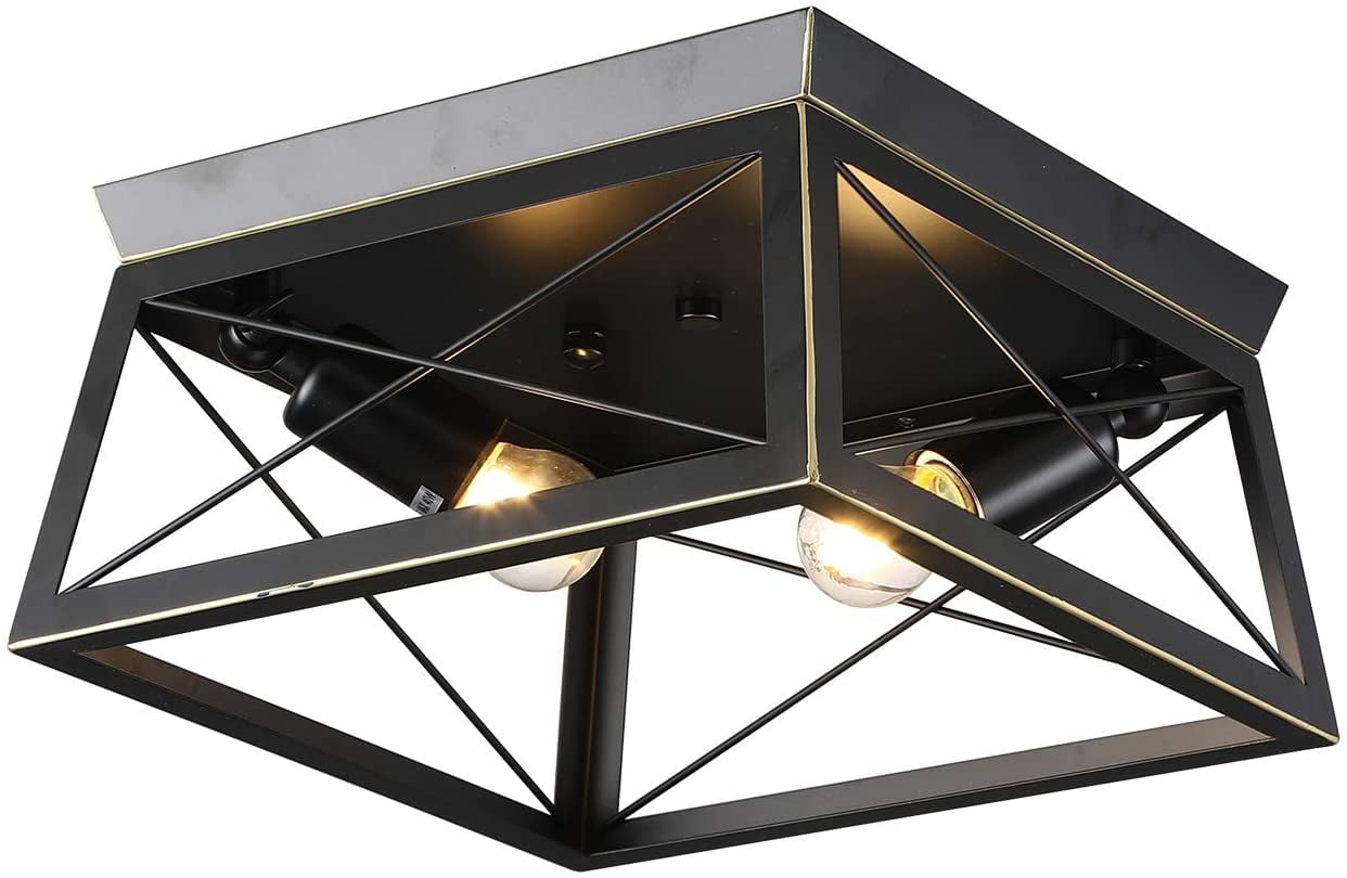 FETCOI Industrial Ceiling Lights Matte Black Farmhouse Ceiling Lighting Fixtures Flush Mount