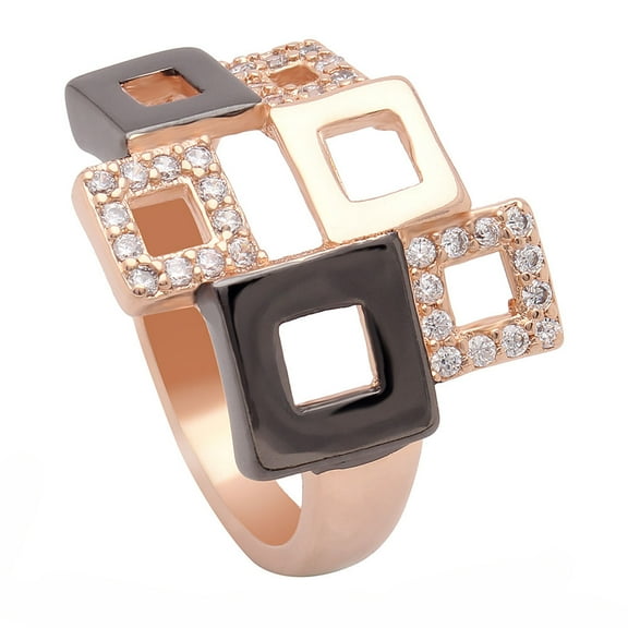 Geo Modern Statement Ring Black Plate Cubic Zirconia Women Ginger Lyne Collection