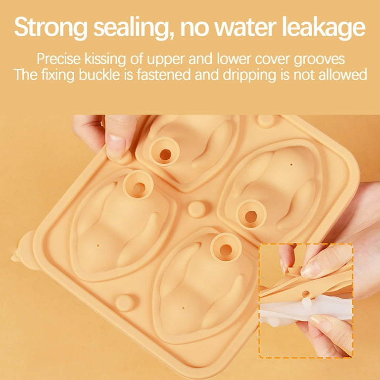 Round Ice Cube Mold Cute Duck Shape Silicone Leak-Free Reusable