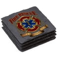thumbnail image 1 of Firefighter Natural Stone Coaster- Fire Rescue Gold Shield Gift Box (Set Of 4), 1 of 1