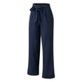 thumbnail image 5 of Maean Loose Pants for Women Summer Cotton Linen Elastic Waist Bowknot Belted Wide Leg Trousers with Pockets, 5 of 5