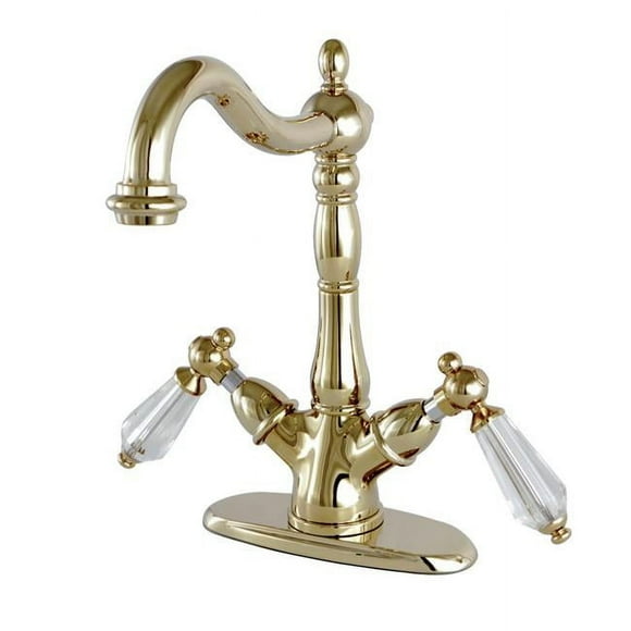 Kingston Brass KS1492WLL Vessel Sink Faucet with Deck Plate, Polished Brass