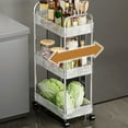 thumbnail image 4 of <p>3 Tier Storage Cart, Practical Kitchen Storage Rack Mobile Easy To Take 201 Stainless Steel  For Laundry Room</p>, 4 of 7
