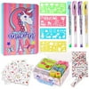 Unicorn Notebook Journal Set For Girls, Unicorn Stationery Set, Diary, Pen, Stickers, Mini Stamps Set And Drawing Stencils Included, Unicorn Journal Gift For Drawing Writing For Girls Boys K