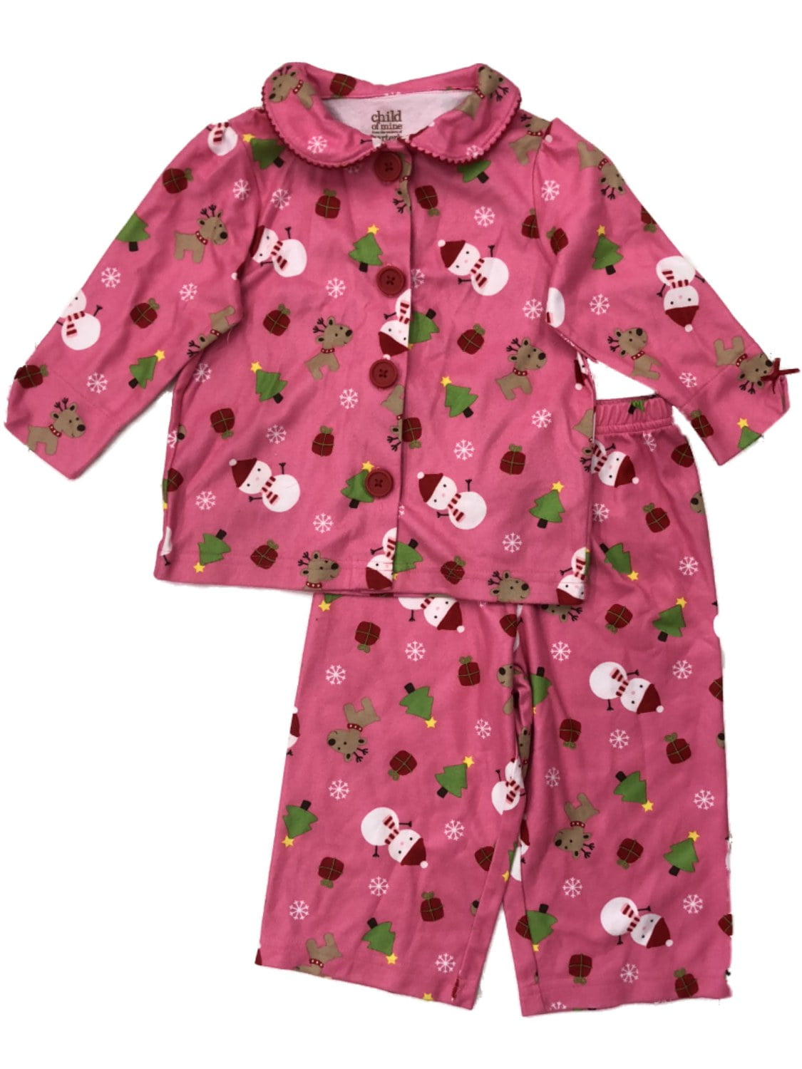 Carter's Infant & Toddler Girls Holiday Sleepwear Set Pink Flannel