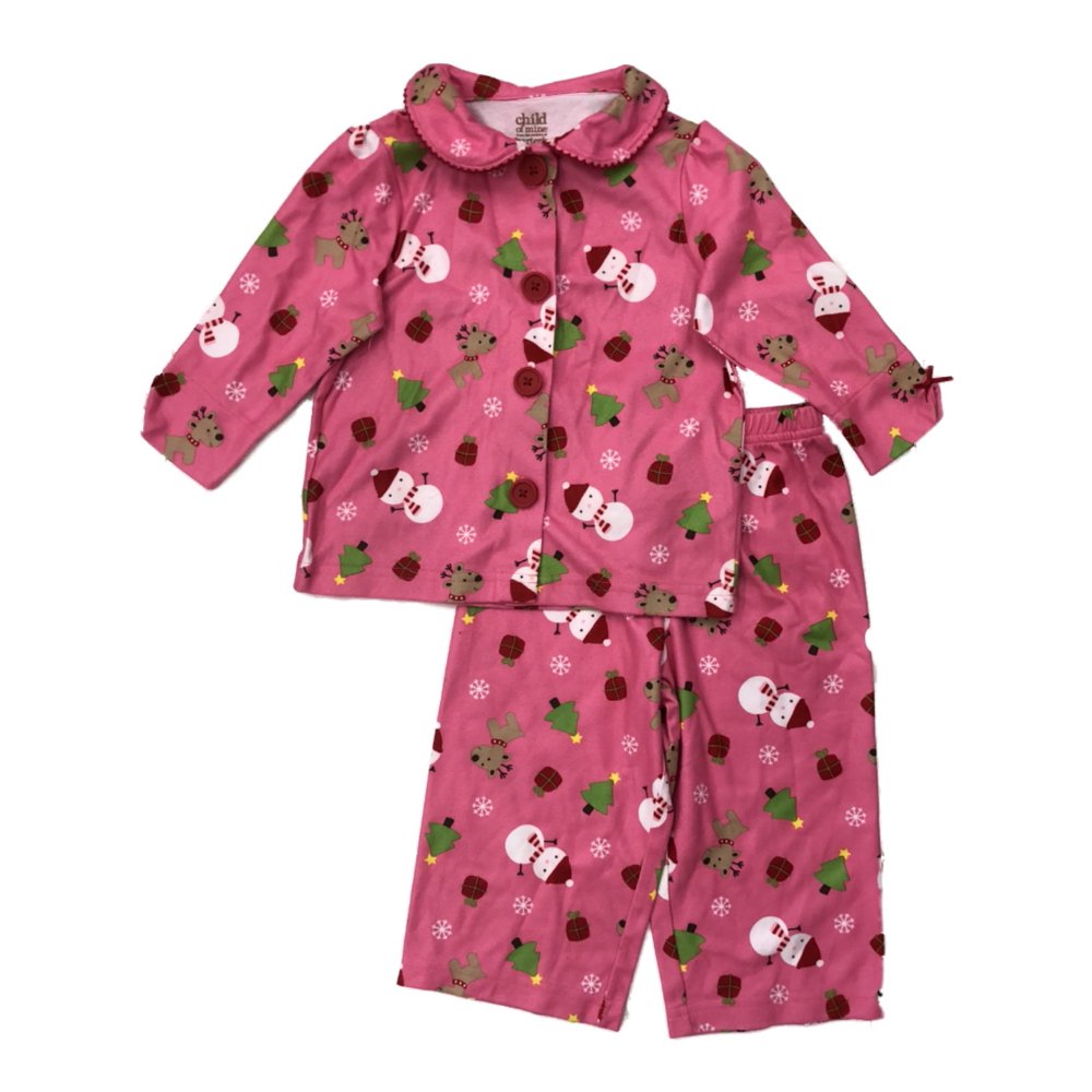 Carter's Infant & Toddler Girls Holiday Sleepwear Set Pink Flannel