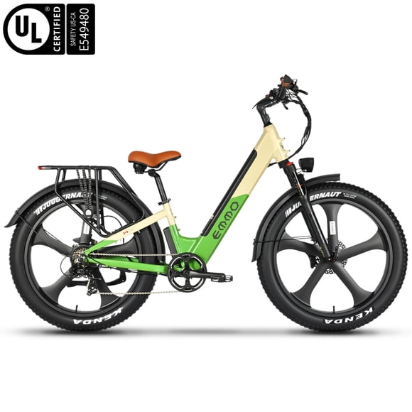 EMMO VFO Pro Fat Tire Electric Bike Adults – Step Thru – 750W Torque Sensor – UL Certified – Up to 110km – Matcha Cream