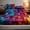 Multicolor, variant on Orylavena 3D Blue Red Glow Cubes Microfiber Fitted Sheet Set, 1 Sheet 2 Pillowcases, Queen