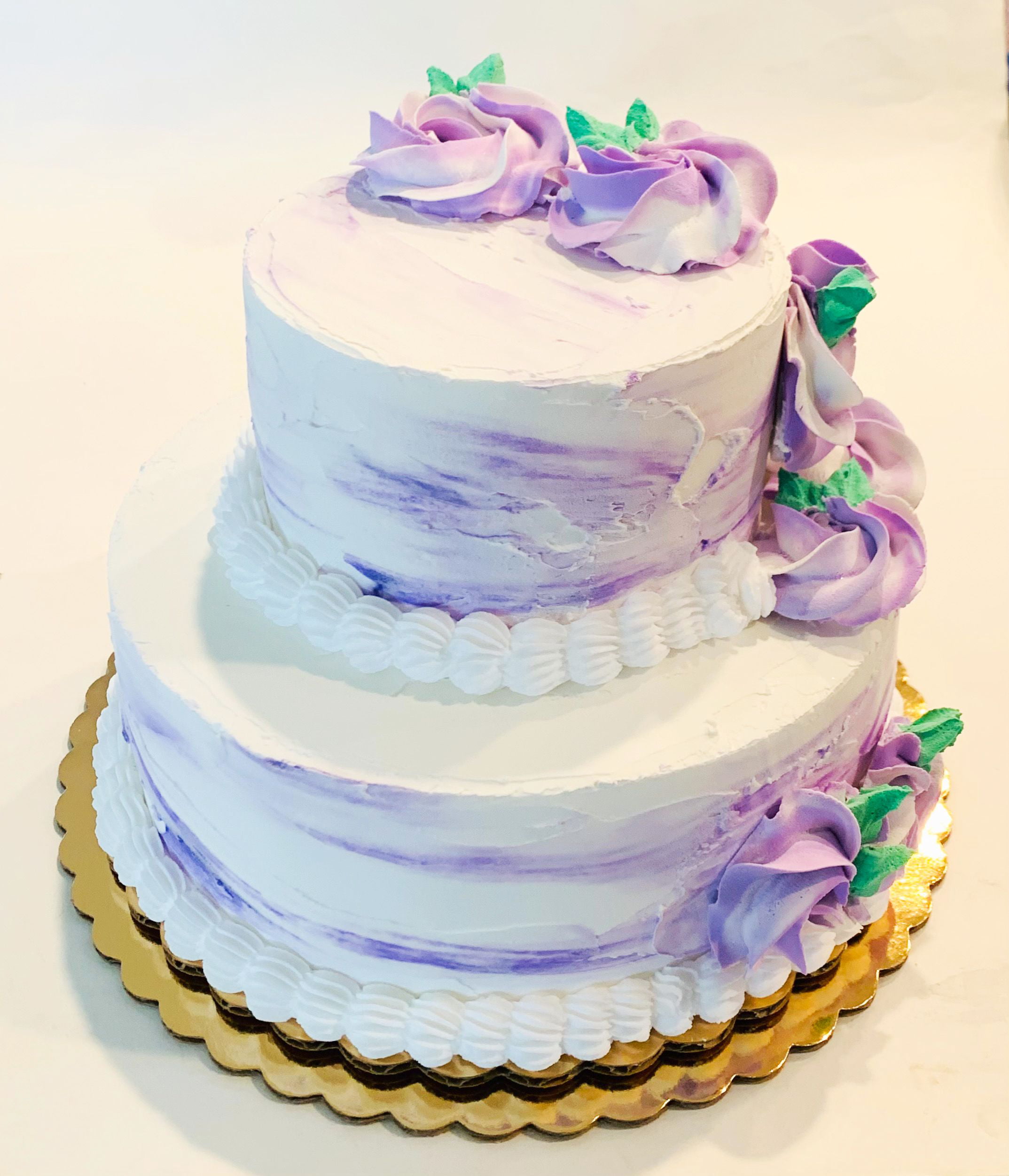 Fake Wedding Cake Two Tier Purple & White Prop Decoration Dezicakes