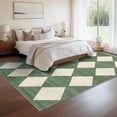 thumbnail image 4 of 5x7 Washable Rugs for Bedroom, Living Room, Non Slip Distressed Trellis Office Carpet, Modern Stain Resistant Home Decor, Low Plie Modern Checkered Kitchen Rug, Green, 4 of 9