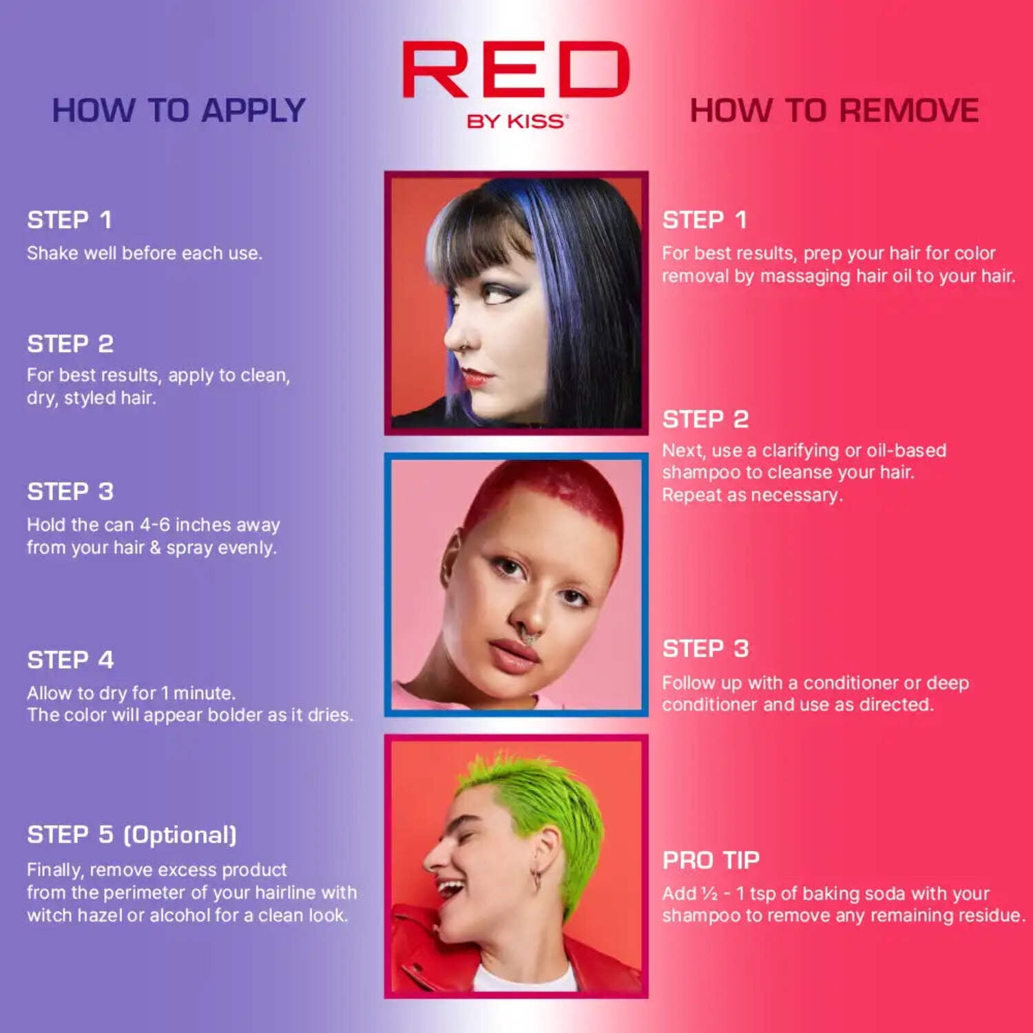 Red By Kiss Temporary Hair Color Dye Spray, Quick Dry & Smudge Proof, Styling Spray for Event, Fast Drying