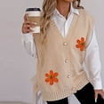 thumbnail image 4 of Tnhcen Women's Crochet Flower Cardigan Acrylic Knit Vest Boho Chic V-Neck Cover Up Free Size Summer To Fall Fashion Button Front Casual Duster, 4 of 6