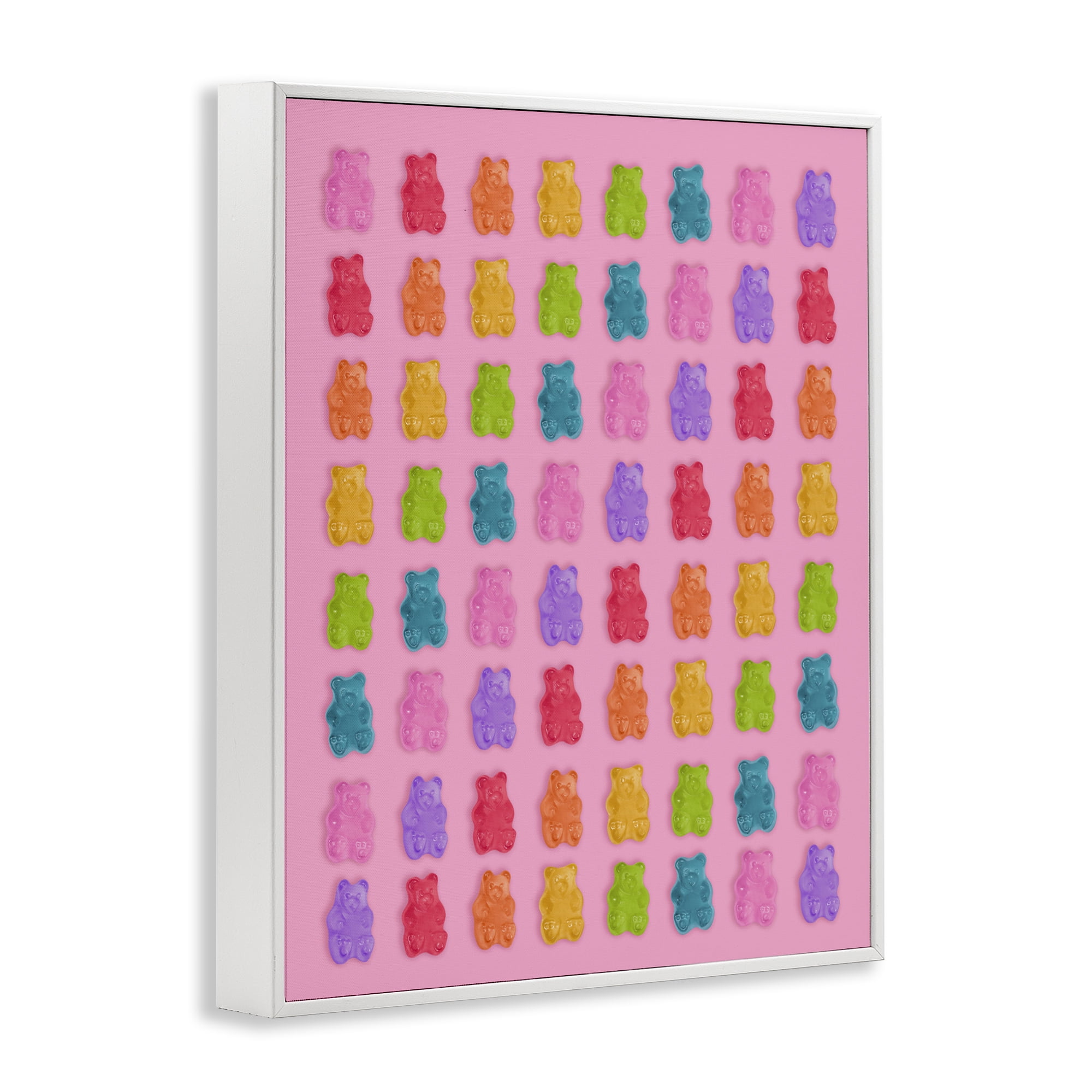 Stupell Industries Rainbow Gummy Bear Candies White Framed Giclee Art, design by LISH Creative