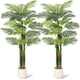 thumbnail image 1 of 7ft de altura golden cane palm tree fake plants grande artificial plants set of 2 para sala de estar yard indoor o outdoor home decor con blanca base, 1 of 6