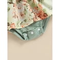 thumbnail image 4 of Viworld Infant Baby Girl Summer Outfit Clothes Ruffle Sleeve Ribbed Romper Bow Floral Suspender Bodysuit Dress with Headband Set (Green,6-9 Months), 4 of 9