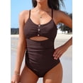 thumbnail image 3 of Charmo Women Scoop Neck One Piece Swimsuit Cutout Monokini Bathing Suits Tummy Control Button Swimwear, 3 of 8