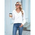 thumbnail image 2 of Womens Dressy Casual Blouse Business Long Sleeve Tops Ruffle V Neck Work Shirt 2025 White XL, 2 of 8