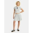 thumbnail image 2 of No Boundaries Cotton Knit Baby Tee and Mini Skirt Set, 2-Piece, Women's, 2 of 5