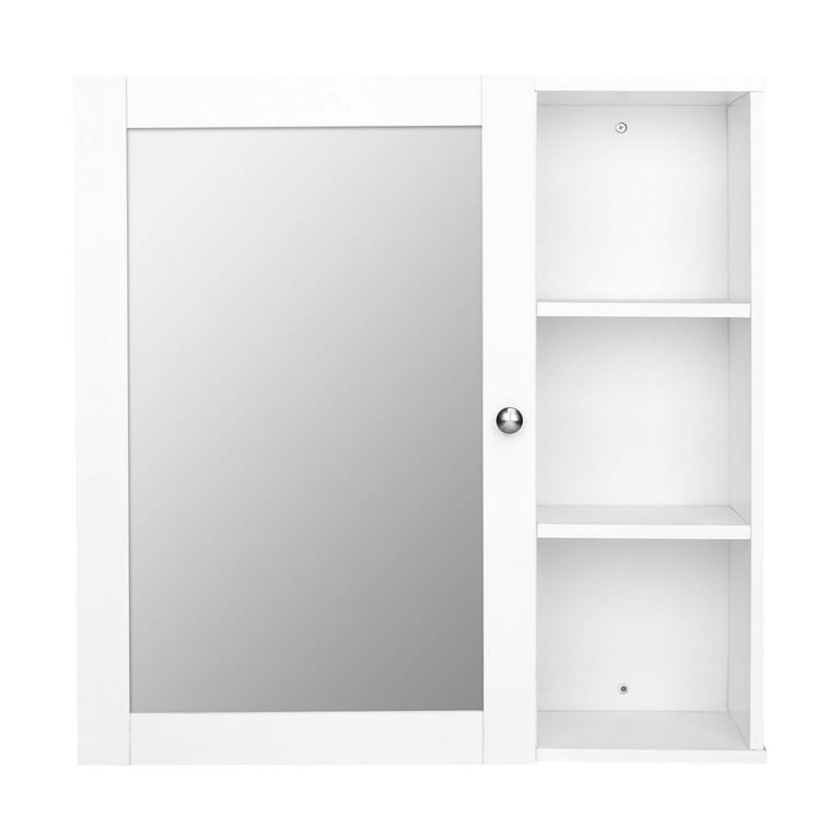 Basicwise White Wall Mounted Bathroom Storage Cabinet Organizer, Mirrored  Vanity Medicine Chest With Open Shelves : Target