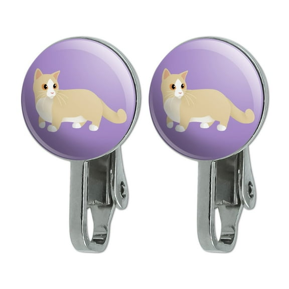 Munchkin Cat Novelty Clip-On Stud Earrings