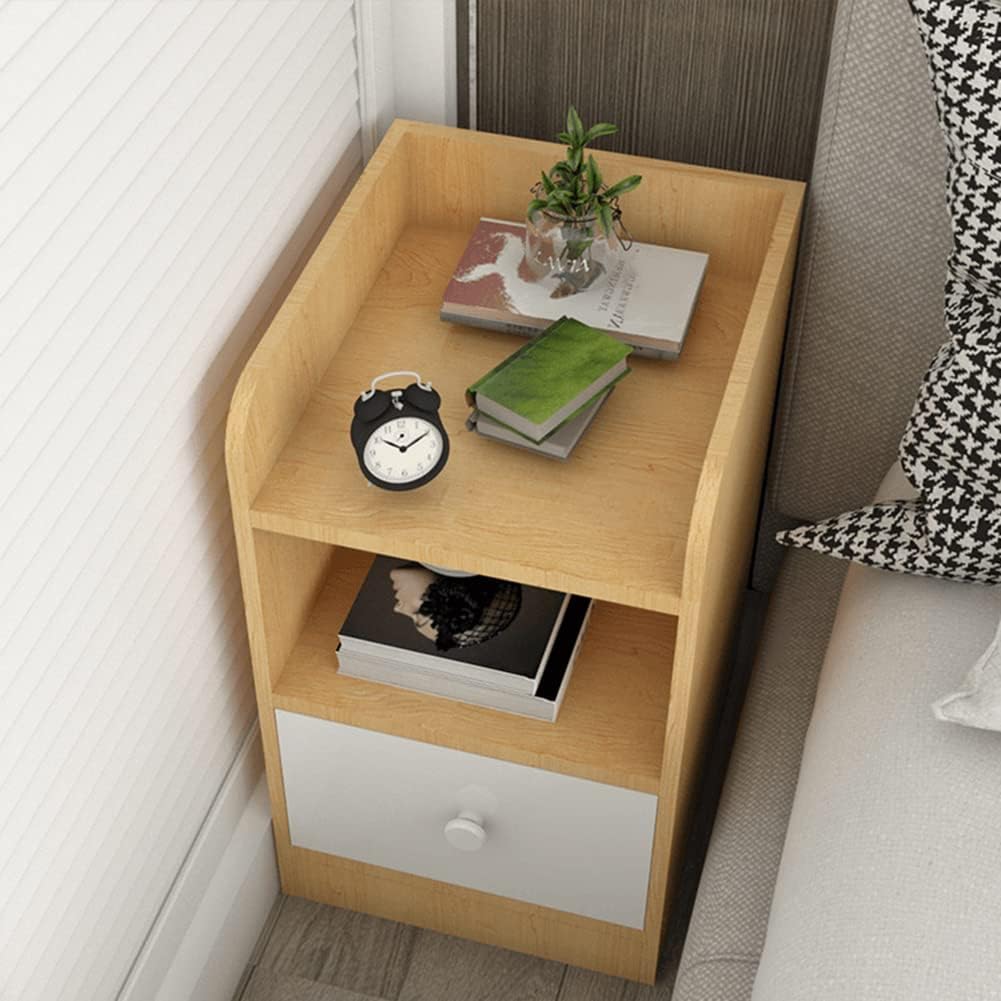 BBNBDMZ Modern White Nightstand with STORAGE Drawer Wood End Side Table