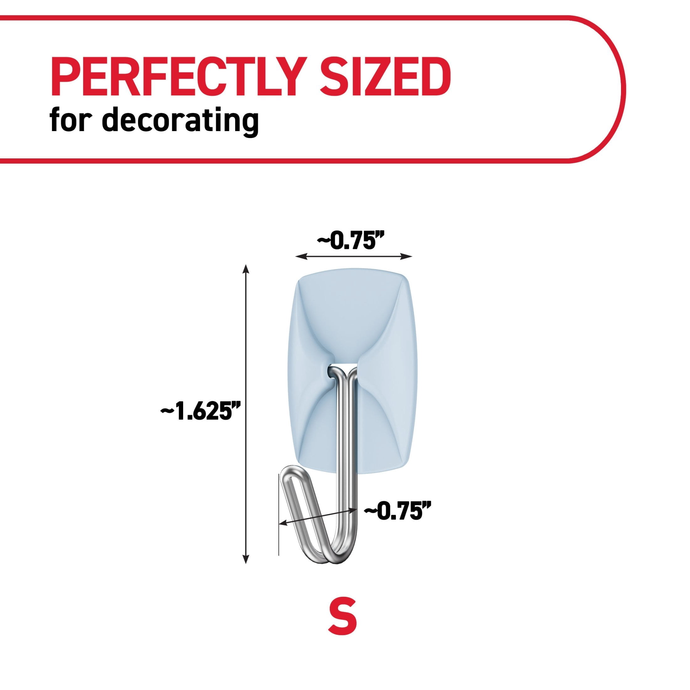 Command Small Wire Hooks, Sky, Holds .5 lbs, 9 Hooks, 12 Adhesive Strips