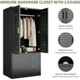 thumbnail image 4 of M optimized 65" Wardrobe Armoire Closet with Shutter Doors and Drawers, Armoire with Hanging Rod, Freestanding Wooden Closet Storage Cabinet, 4 of 8