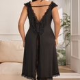 thumbnail image 4 of Xysaqa Women's Plus Size Sleepwear Sexy Lace V Neck Night Gowns Erotic Butterflies Backless Chemise Nightgowns for Women Knee Length Lounge Dress 2X 3X 4X Summer Savings Black, 4 of 4