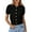 Black, variant on Womens Casual Summer Short Sleeve Cardigans Button Down Knitted Sweater Basic Crew Neck Crop Tops