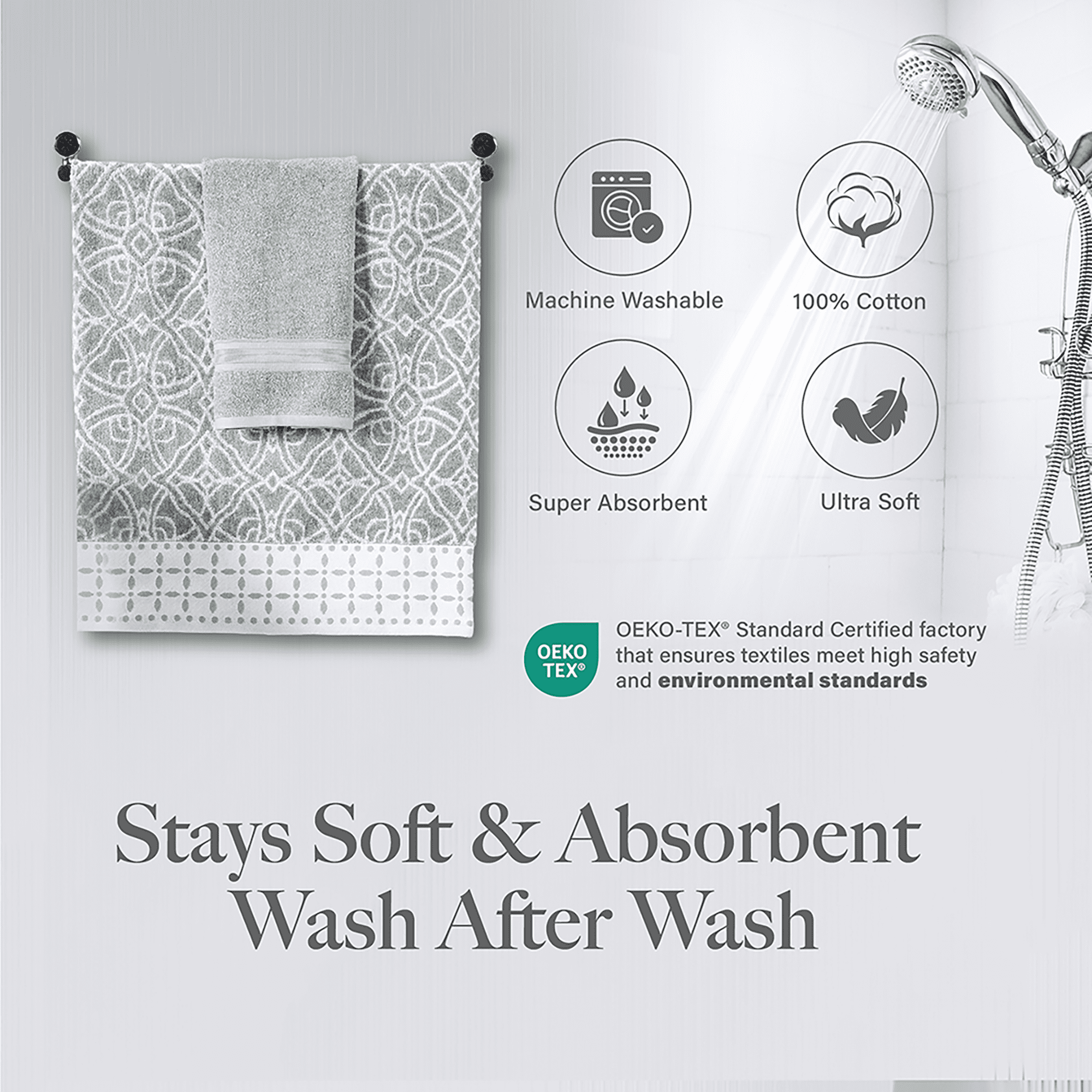 Modern Threads Monroe 6-Piece Cotton Bath Towel Set, Dark Sage