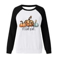 thumbnail image 4 of SwiftWear Women's Thanksgiving Pumpkin Print Sweatshirt - Fashion Raglan Long Sleeve Crewneck Top, Halloween Soft It's Fall Y'all Pullover Shirt Black, 4 of 4