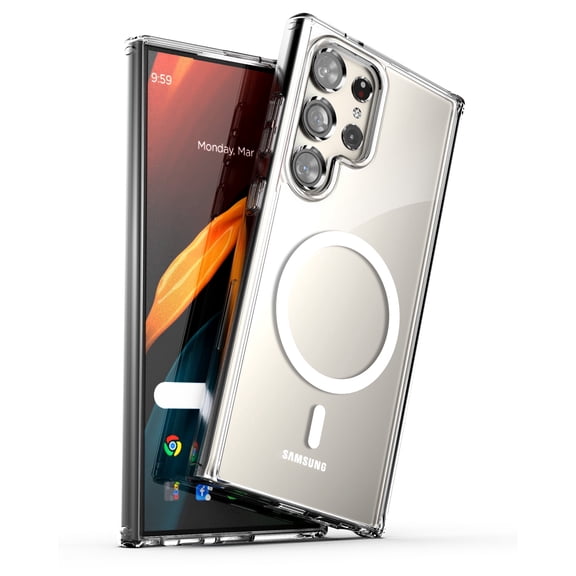 Encased MAG Case for Samsung Galaxy S24 Ultra (2024) Compatible with MagSafe, Wireless Charging Magnetic Cover (Crystal Clear)