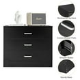 PAPROOS Black 3 Drawer Dresser, Modern Storage with Handle for