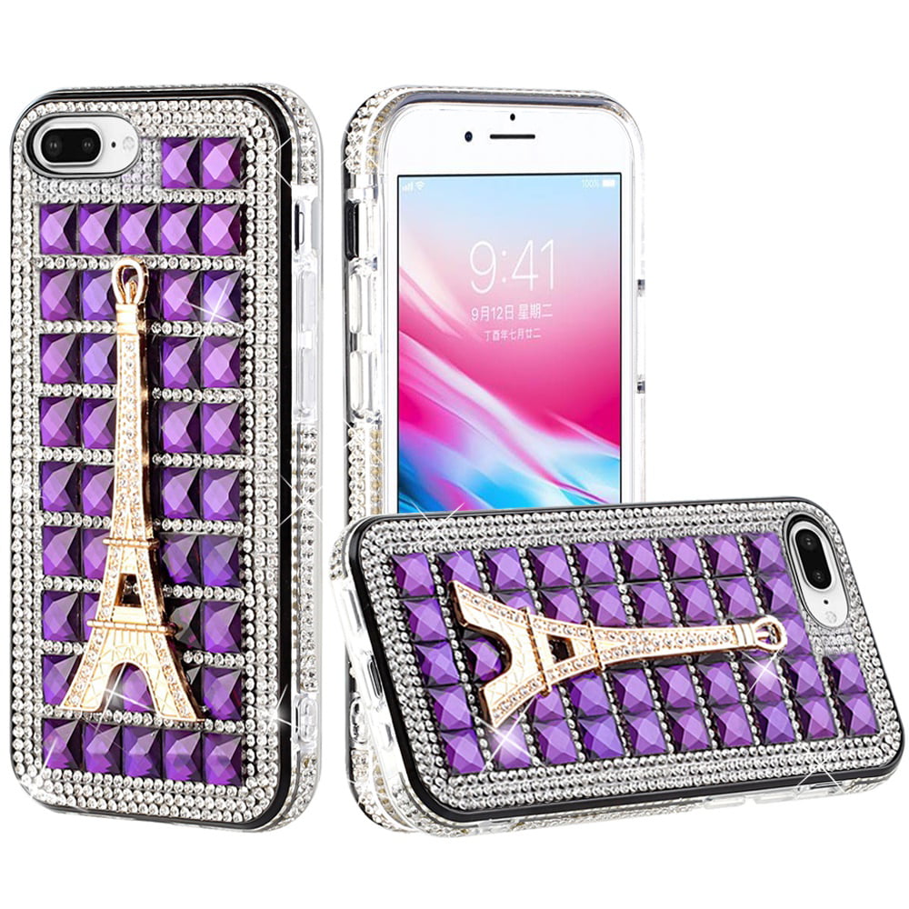 For Apple iPhone 8 /7/6s/6 /SE 2nd Generation Fashion Luxury 3D Bling  Diamonds Rhinestone Jeweled Ornament Shiny Cover ,Xpm Phone Case [Eiffel  Tower 
