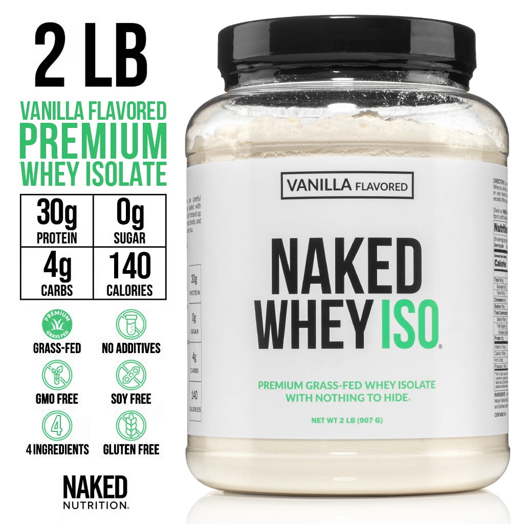 Naked Vanilla Whey Isolate Protein - Only 4 Ingredients, 30g Grass-Fed Protein, Undenatured, No GMO, No Soy, Gluten-Free, No Preservatives - 24 Servings