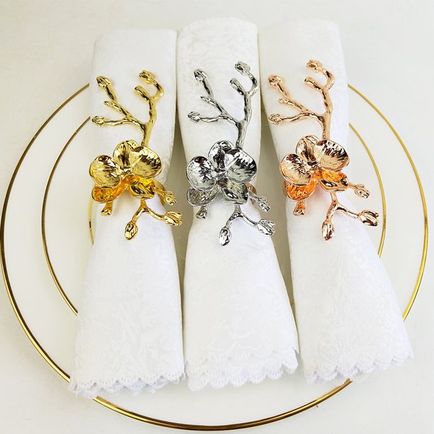 Gwong hogar 4pcs servilleta hebilla exquisita portavasos de la servilleta de la servilleta de la flor duradera para la cocina para la cocina Gwong 21070050