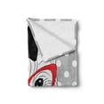 thumbnail image 2 of Yorkie Soft Flannel Fleece Throw Blanket, Tilted Head Terrier I Love My Yorkie Red Nerd Glasses Love Heart Polka Dots, Cozy Plush for Indoor and Outdoor Use, 60" x 80", Black White Red, by Ambesonne, 2 of 6