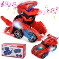thumbnail image 2 of Kids Transforming Dinosaur LED Car T-Rex Toys With Light Sound Boys Toy Gift, 2 of 3