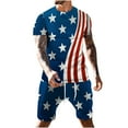 thumbnail image 2 of cllios 4th of July Outfits Men 2 Piece Patriotic USA Flag Print Pattern Tees Summer Casual Crewneck Top and Big and Tall Drawstring Shorts Sets Track Suits, 2 of 5