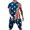 Bleu Clair, variante sur Tenues pour Hommes du 4 Juillet, T-Shirts à Imprimé Drapeau Américain avec Croix de Foi et Shorts, Ensemble Patriotique Deux Pièces