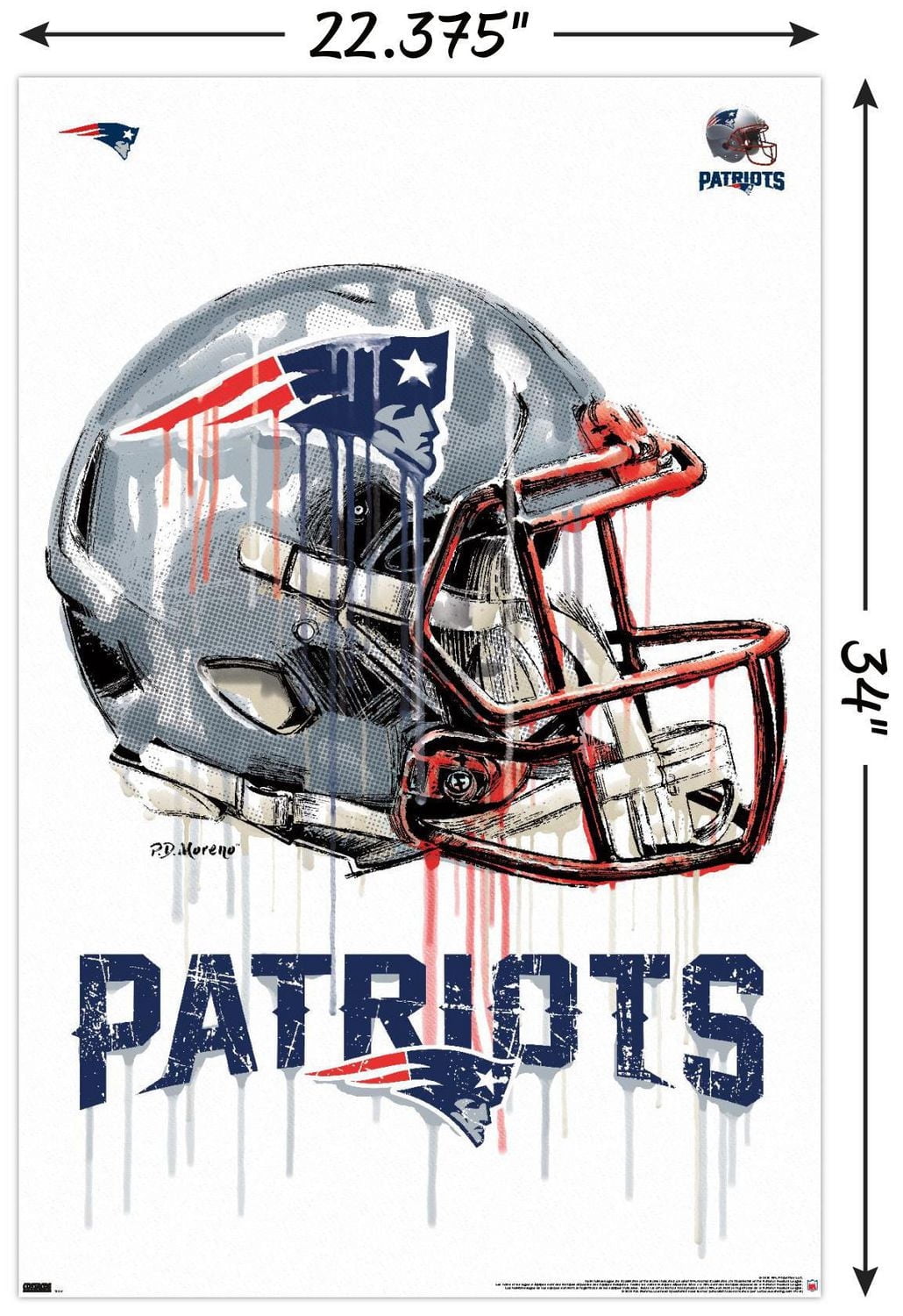NFL New England Patriots - Drip Helmet 20 Wall Poster