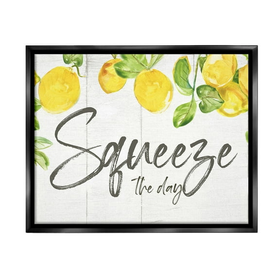 Stupell Industries Squeeze The Day Rustic Food & Beverage Painting Black Floater Framed Canvas Art Print Wall Art, 21 x 17