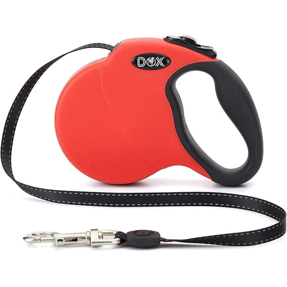DDOXX 164' Nylon Retractable Dog Leash, Reflective, 360° Tangle-Free Design, Black