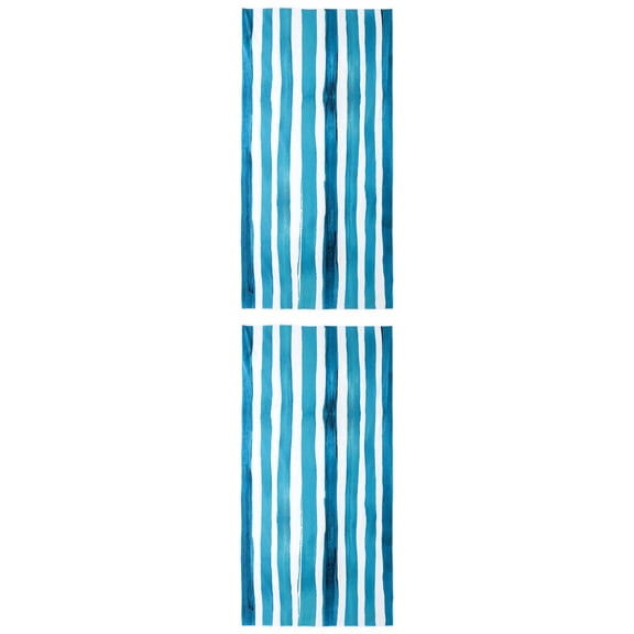 Unique Bargains Striped Absorbent Beach Towel 2 Pack Aqua Blue 63"x31"