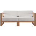thumbnail image 2 of Ergode Upland Outdoor Patio Teak Wood 2-Piece Sectional Sofa Loveseat - Natural White, 2 of 5