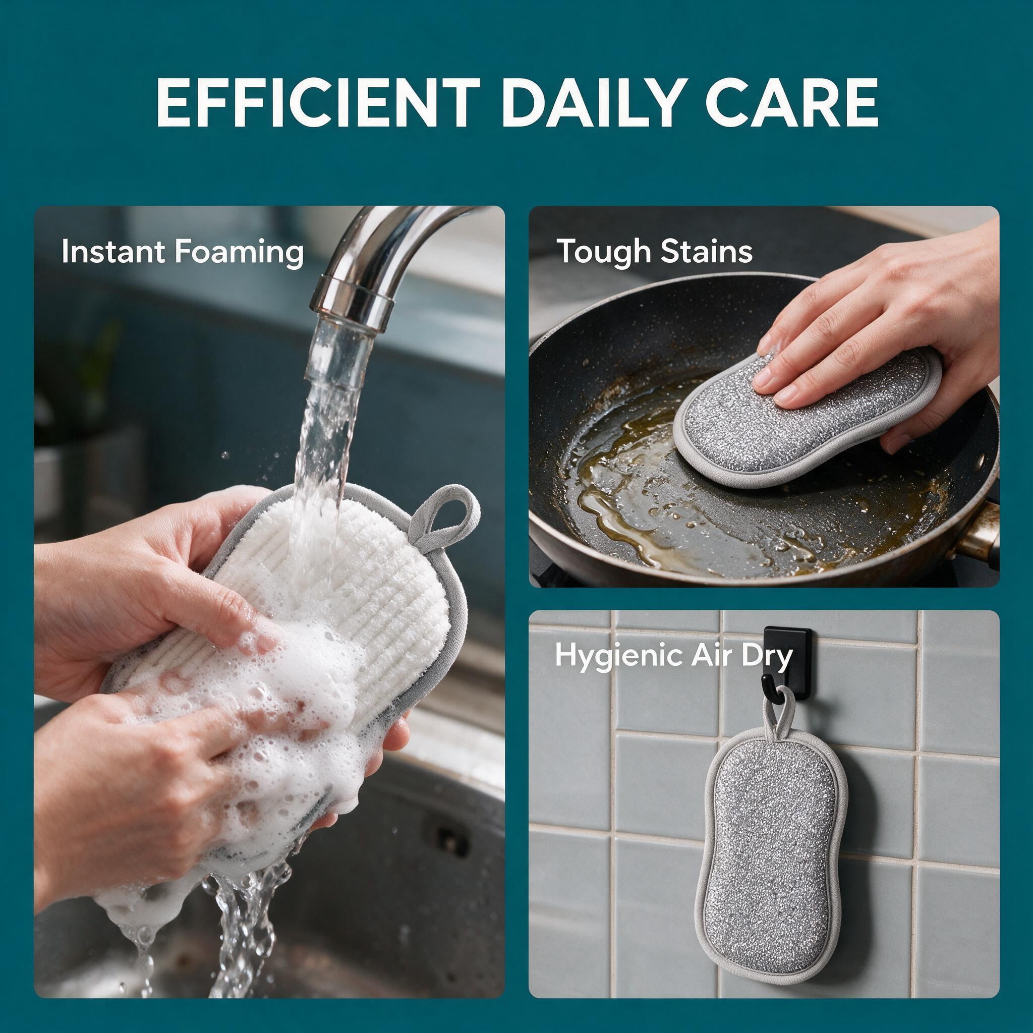 Dual Sided Kitchen Scrub Sponge, Metal Wire Surface for Heavy-Duty ...