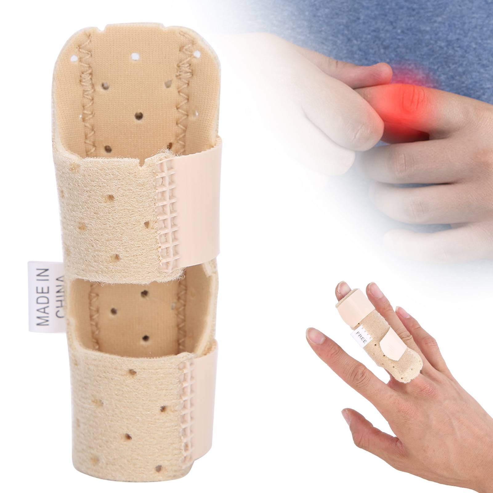 Mgaxyff Trigger Finger Splint, Adjustable Finger Sleeves Hand Brace Corrector Fracture Fixation Support Brace for Index Middle Ring Finger (Skin Color)