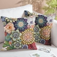 thumbnail image 3 of Boho Floral Throw Pillow Covers Set of 2 Colorful Bohemian Flower Decorative Cushions Pillowcase for Bedroom Sofa Home Decor, 18x18 Inch, Velvet, 3 of 6